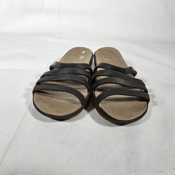 Crocs Rhonda wedge sandals brown women's size 6 strappy - Picture 4 of 9